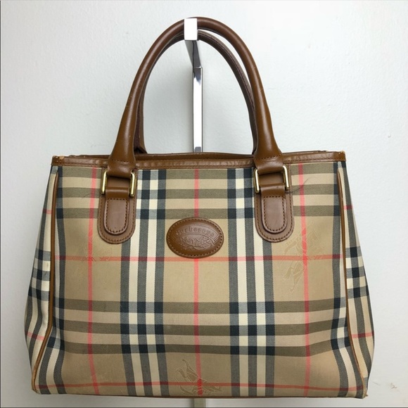 Burberry Handbags - AUTH Burberry Canvas Leather Handbag